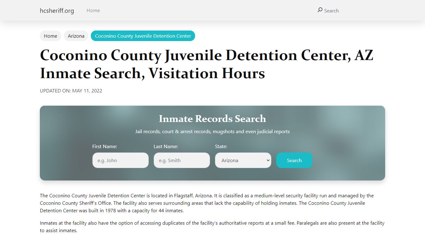 Coconino County Juvenile Detention Center, AZ Inmate ...